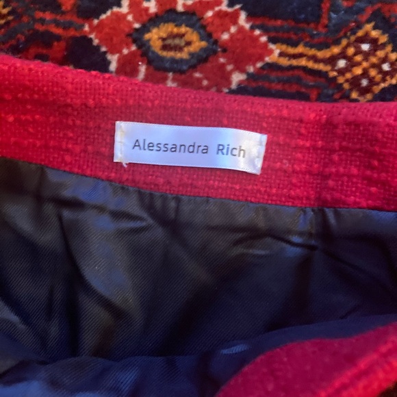 Alessandra Rich Wool Red Skirt Set with Black Accents - Picture 9 of 15